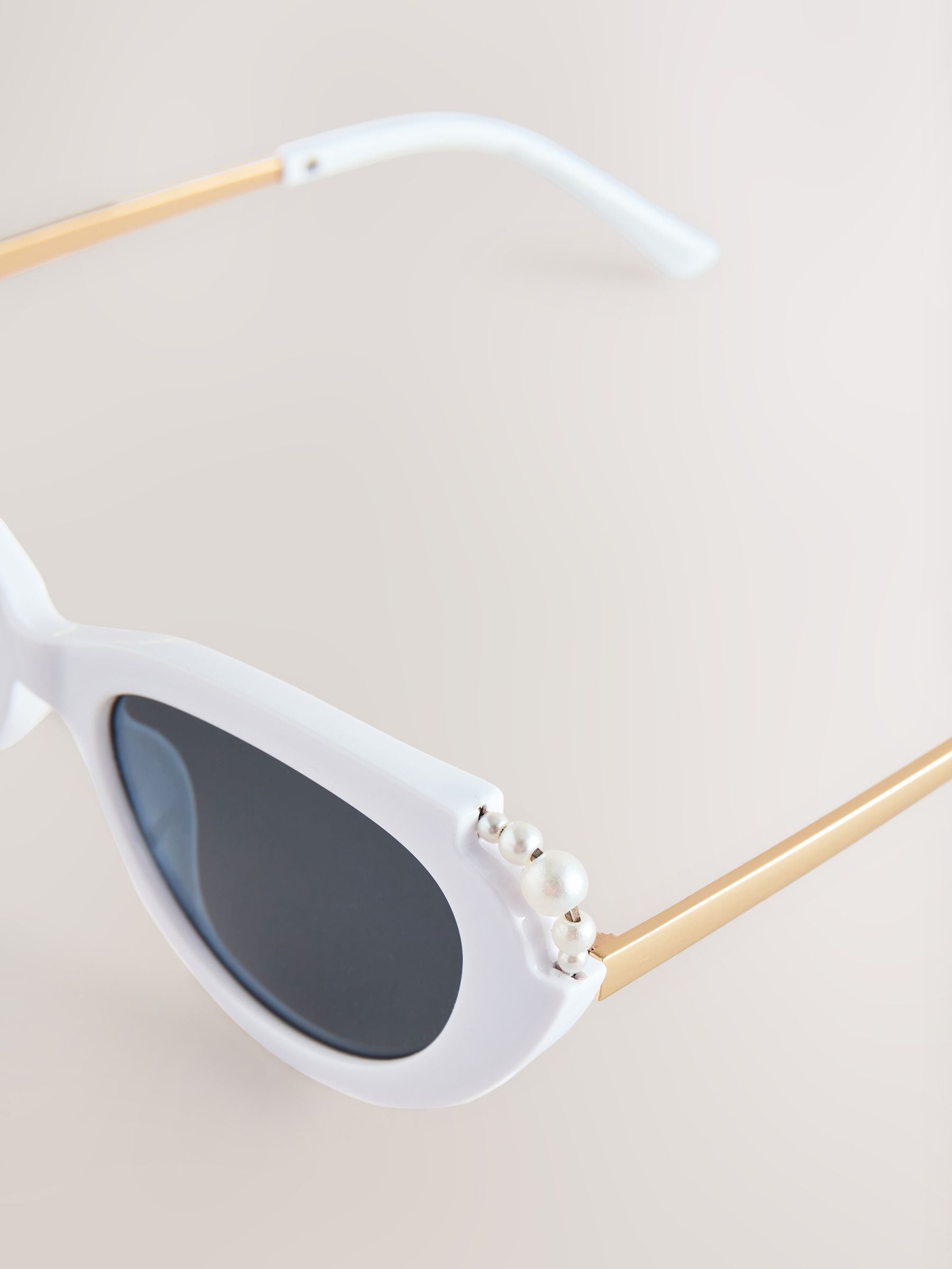 White bridal cat eye sunglasses with recycled frame - British product