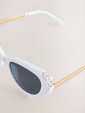 White bridal cat eye sunglasses with recycled frame - British product