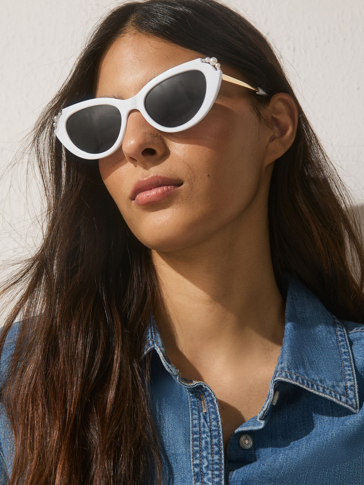 White bridal cat eye sunglasses with recycled frame - British product