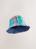 Blue madras check reversible bucket hat (British brand)