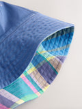 Blue madras check reversible bucket hat (British brand)