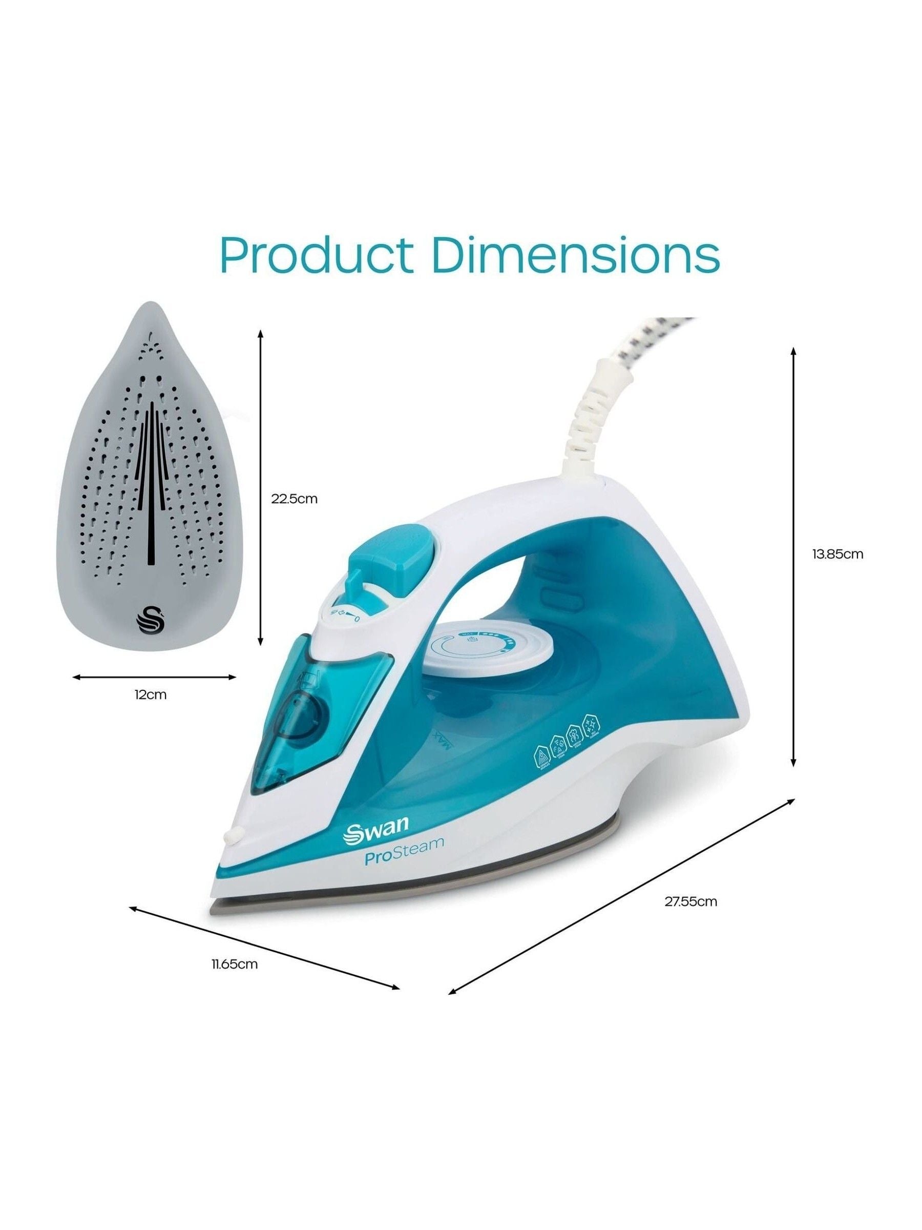 Swan White Aqua steam iron with ceramic soleplate, UK version