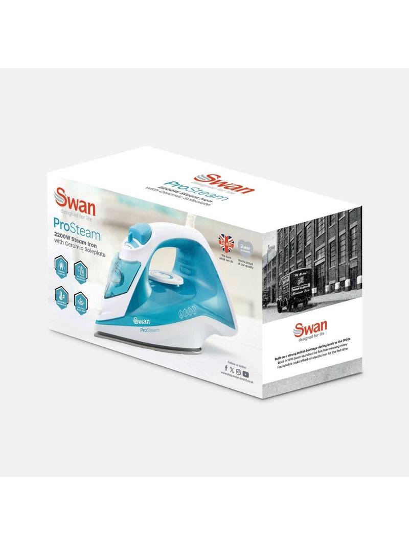 Swan White Aqua steam iron with ceramic soleplate, UK version