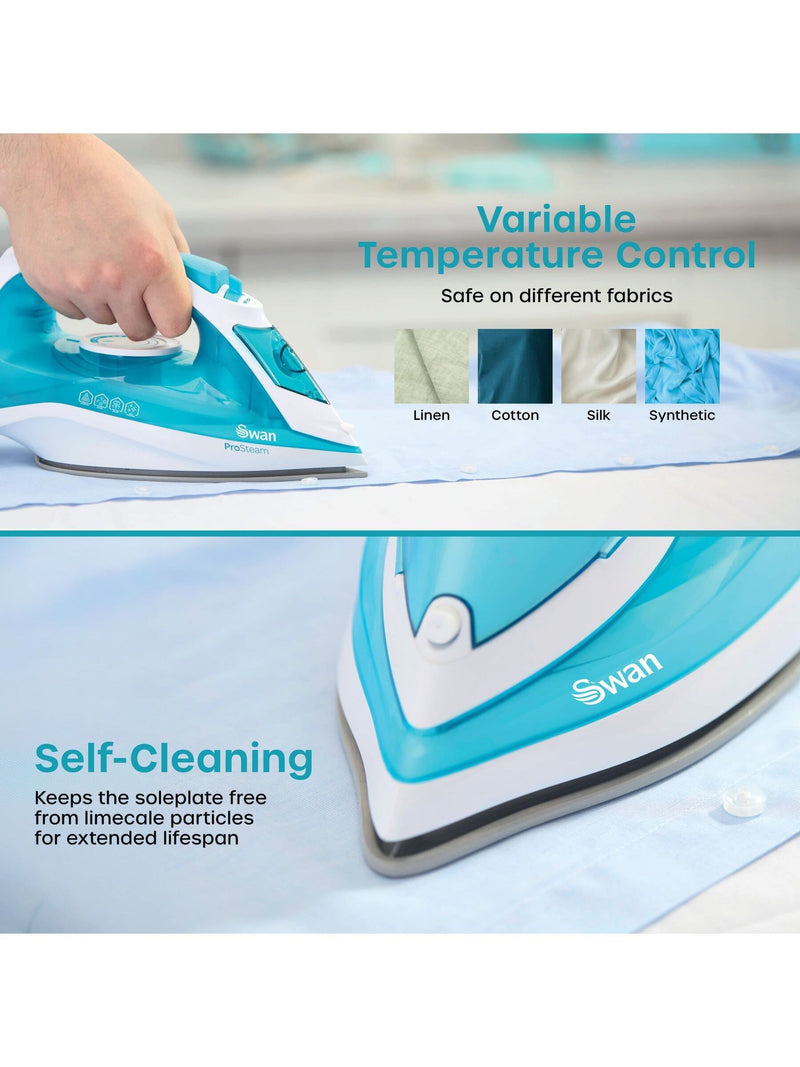 Swan White Aqua steam iron with ceramic soleplate, UK version