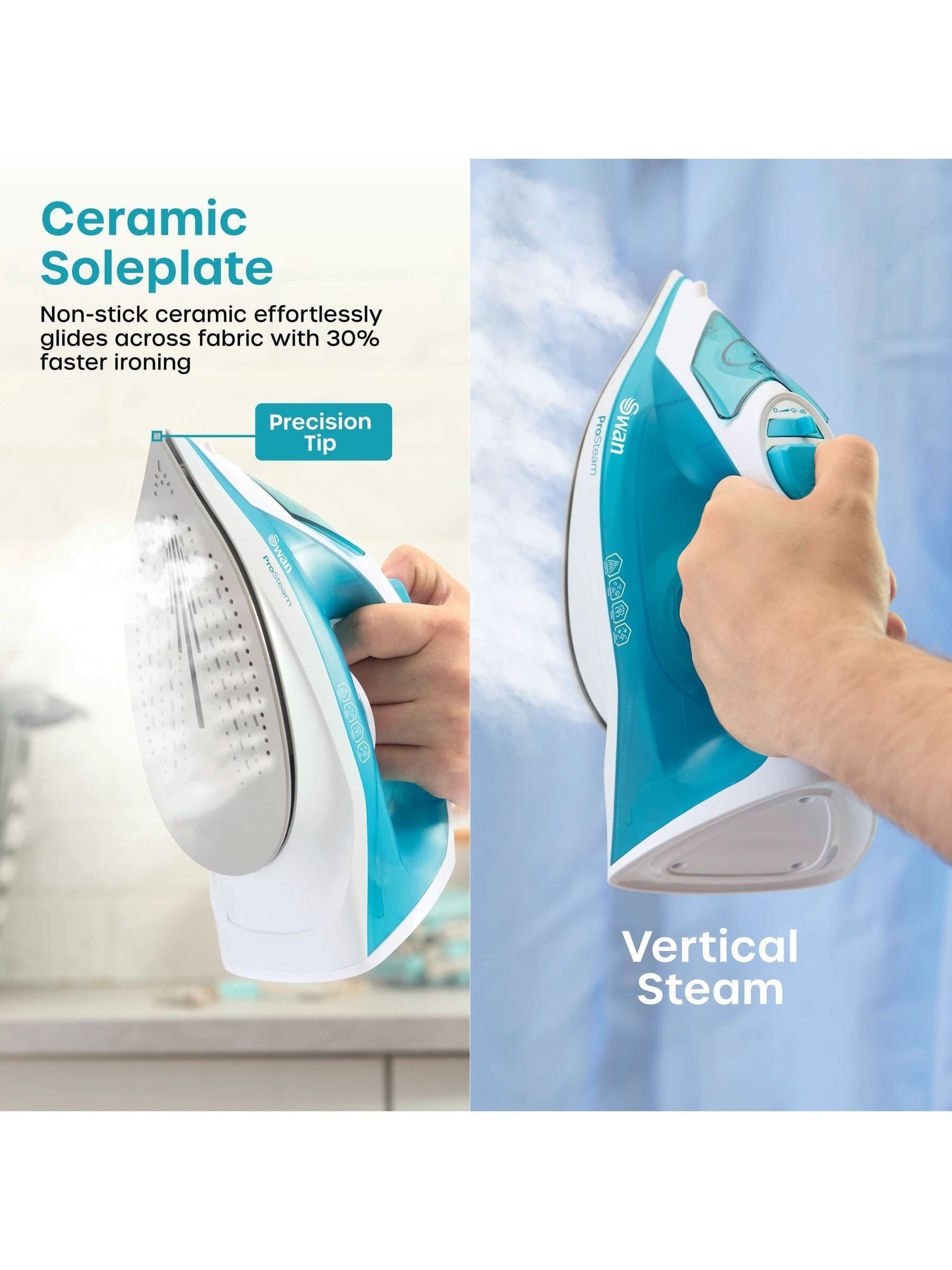 Swan White Aqua steam iron with ceramic soleplate, UK version