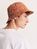 Bucket hat 2 pack ecru rust orange palm tree print, imported from the UK