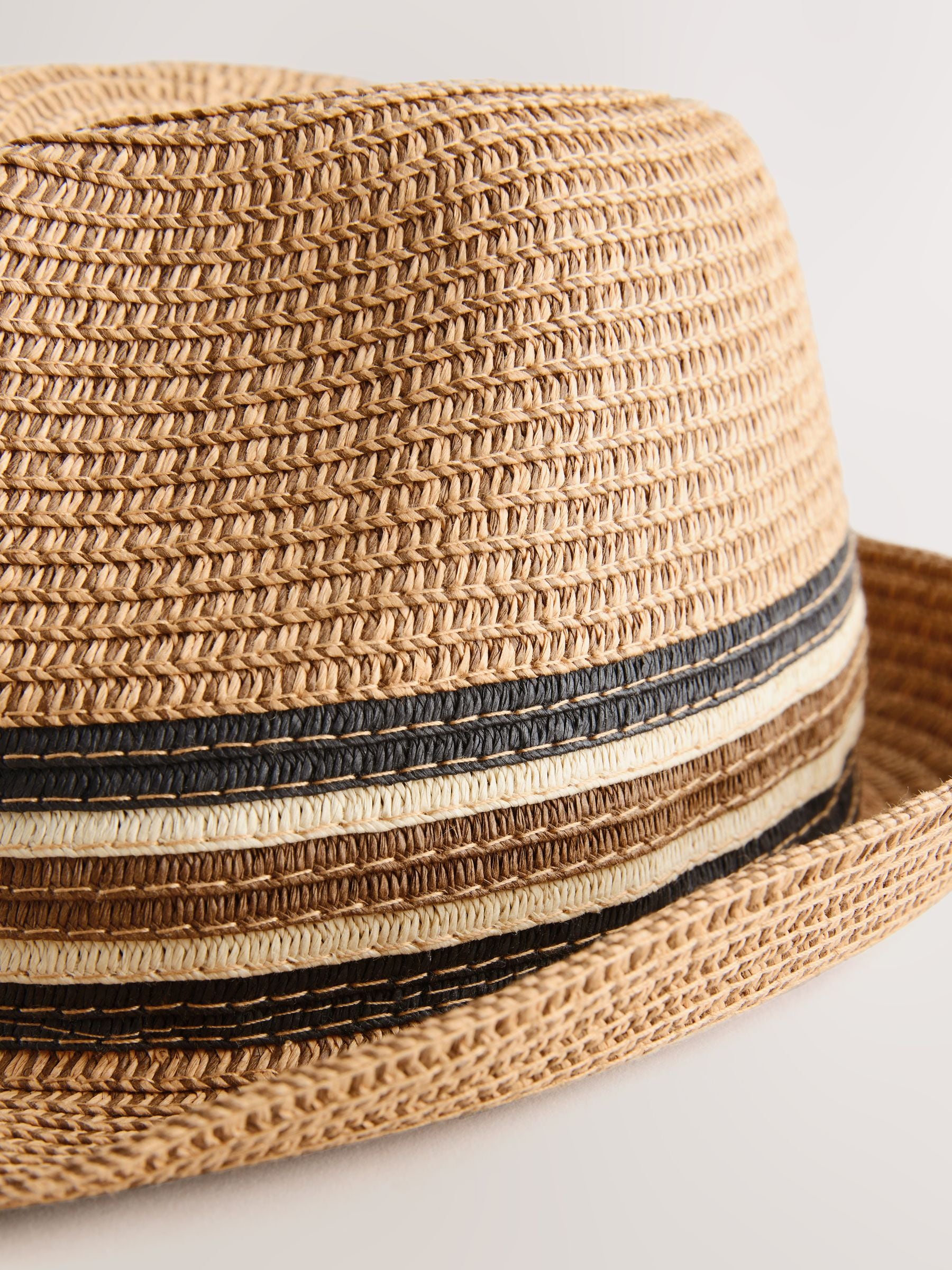 Light brown trilby hat, paper polyester blend, UK brand