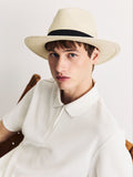 Cream Panama hat with ribbon trim, imported from the UK