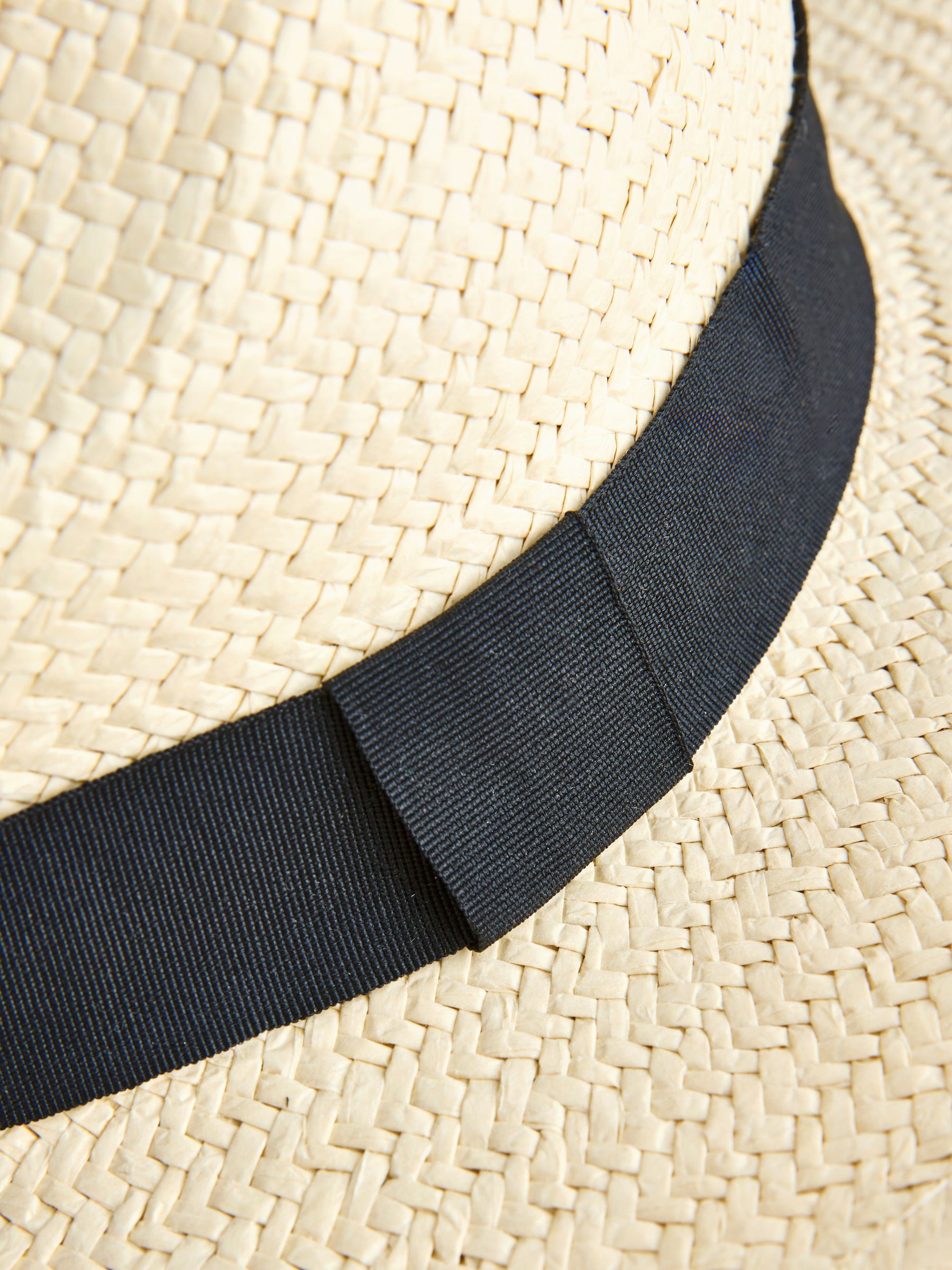 Cream Panama hat with ribbon trim, imported from the UK