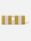 Large Velvet Jewellery Box with Stripe Pattern and Ring Holders