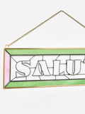 Oliver Bonas Pink Salut glass wall art, imported from the UK