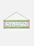 Oliver Bonas Pink Salut glass wall art, imported from the UK