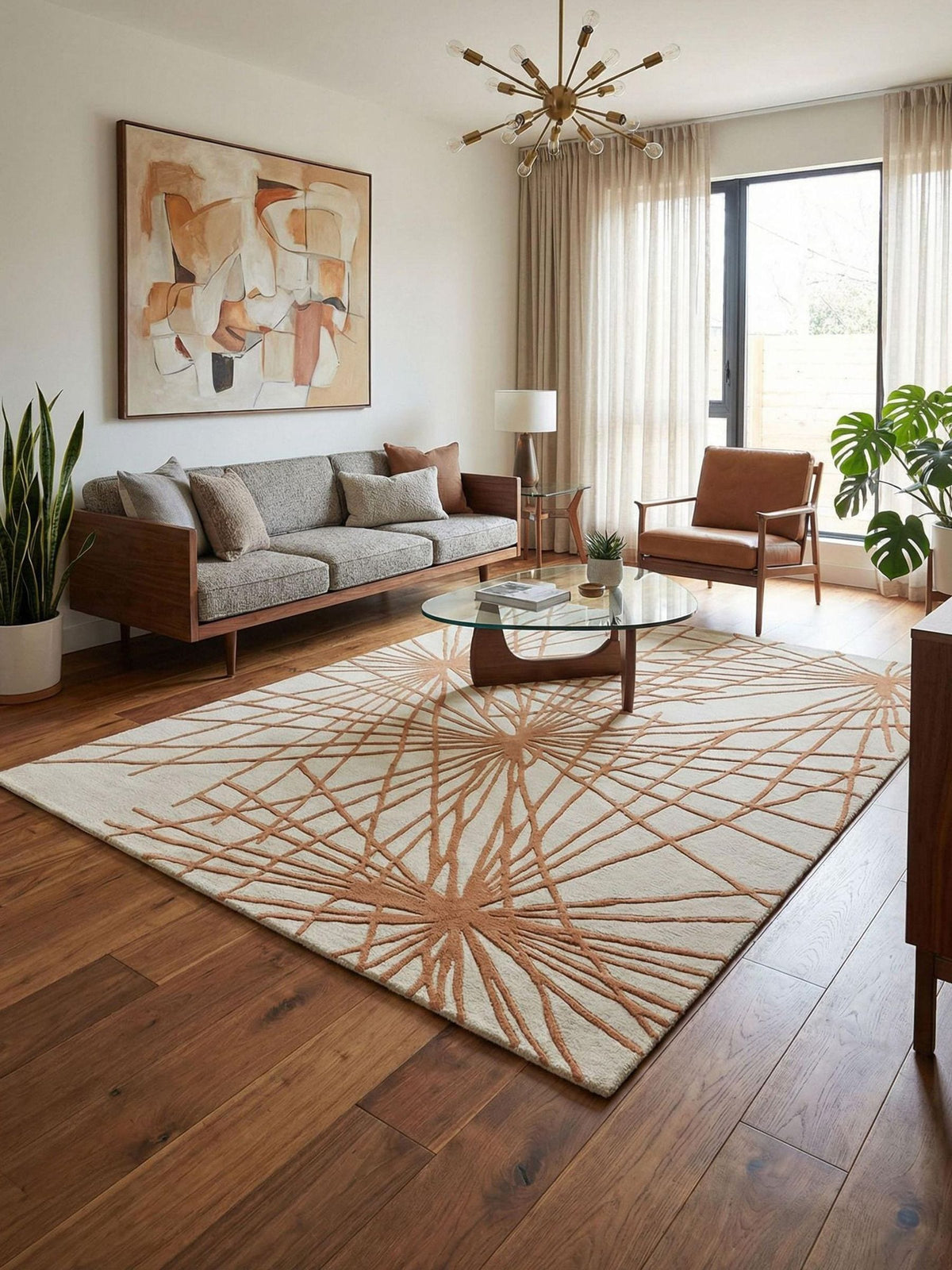Esselle Home wool rug starburst design sage green (British brand)