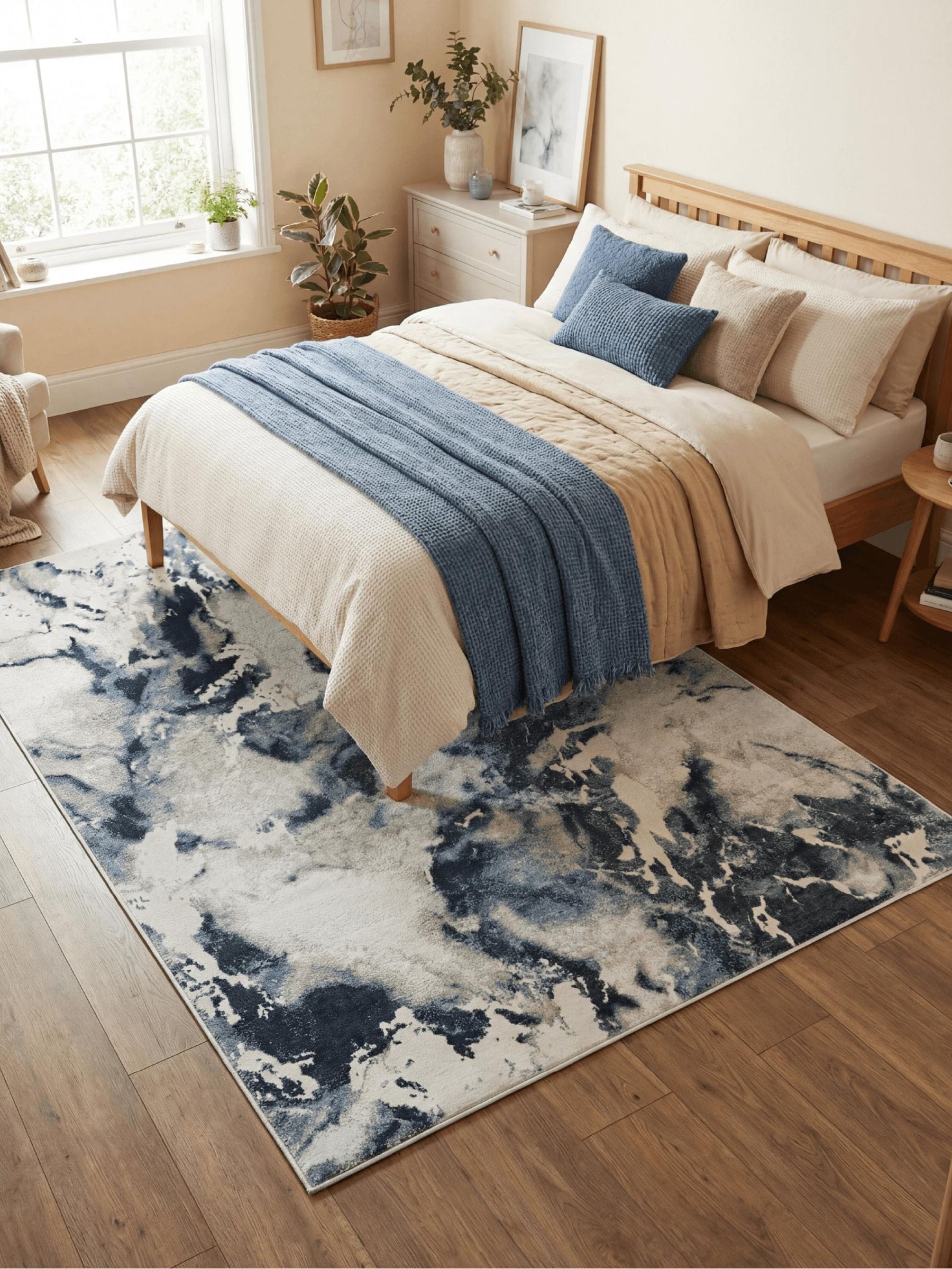 Arthouse Navy Muse Bahia Marble rug, imported from the UK