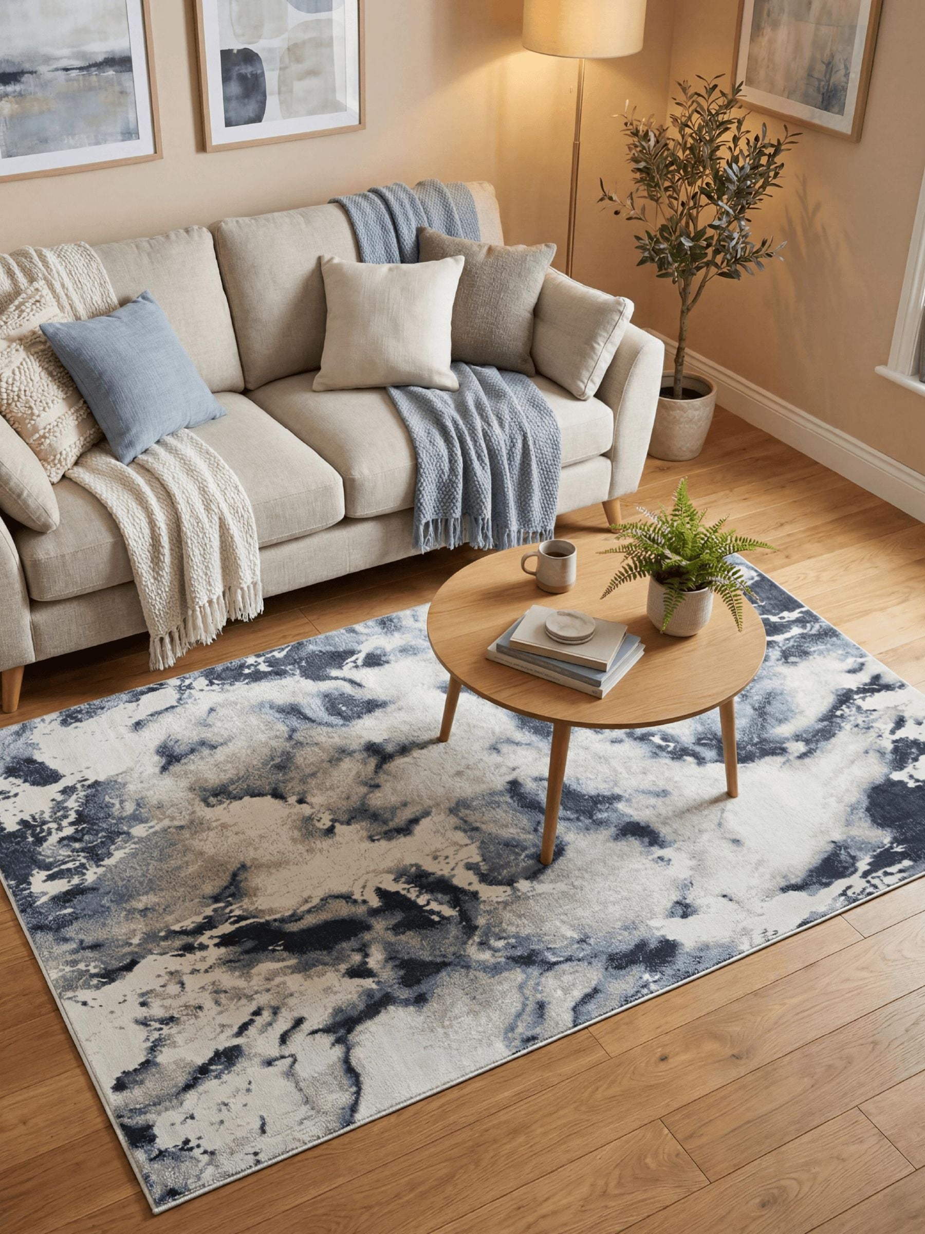 Arthouse Navy Muse Bahia Marble rug, imported from the UK