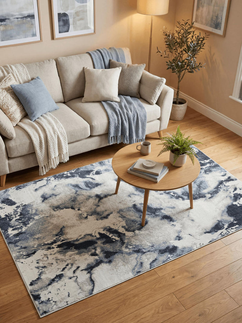 Arthouse Navy Muse Bahia Marble rug, imported from the UK