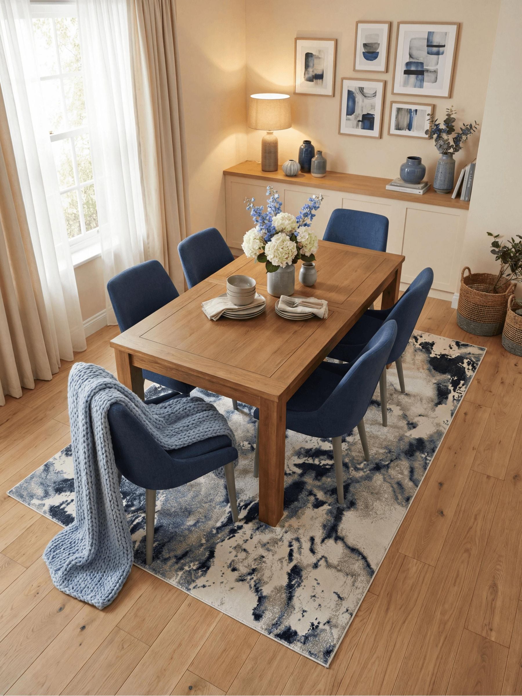 Arthouse Navy Muse Bahia Marble rug, imported from the UK