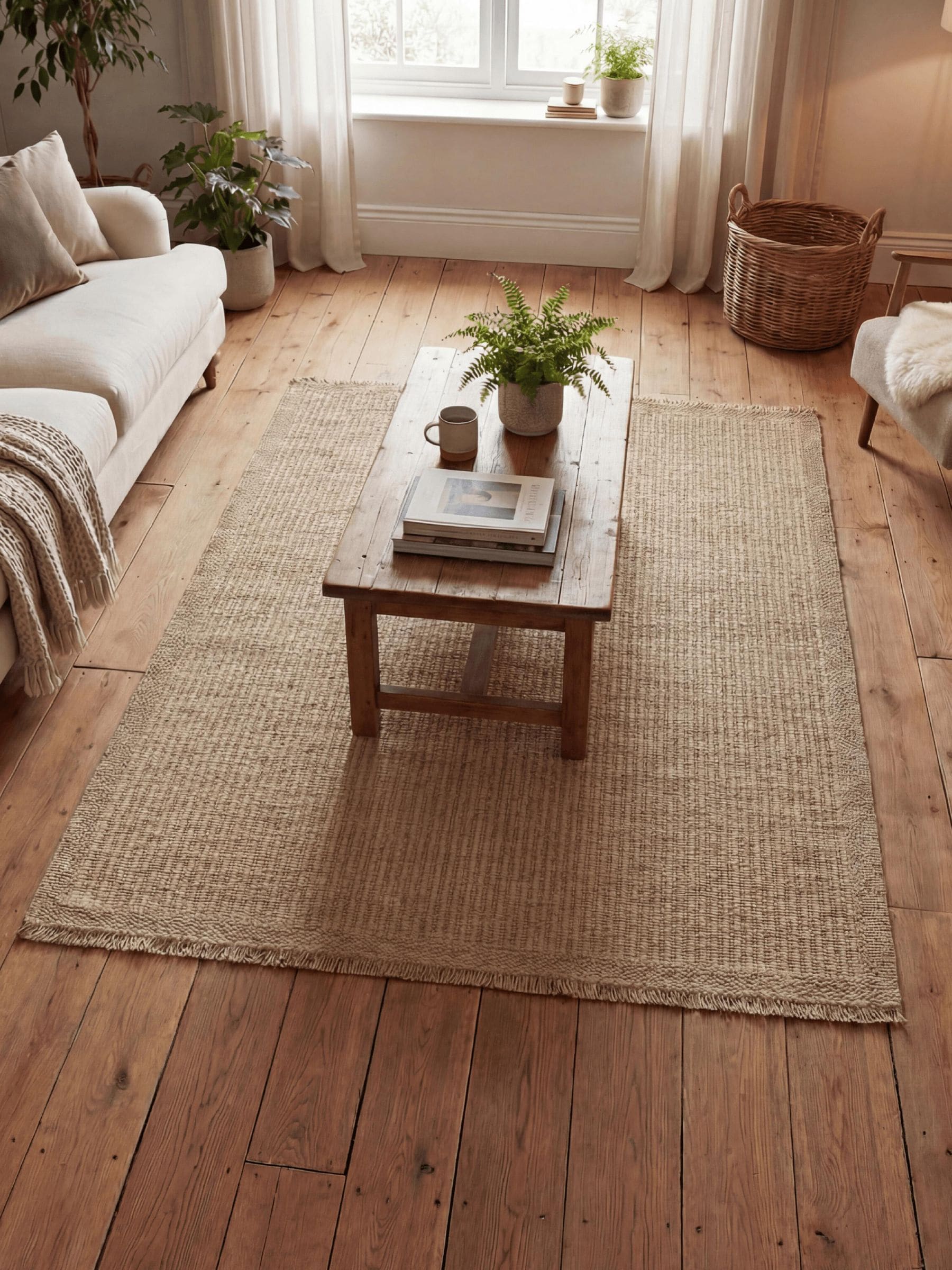Arthouse neutral jute effect weave rug 160x230cm (British brand)
