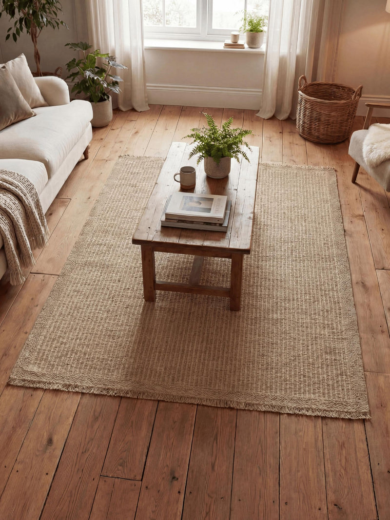 Arthouse neutral jute effect weave rug 160x230cm (British brand)