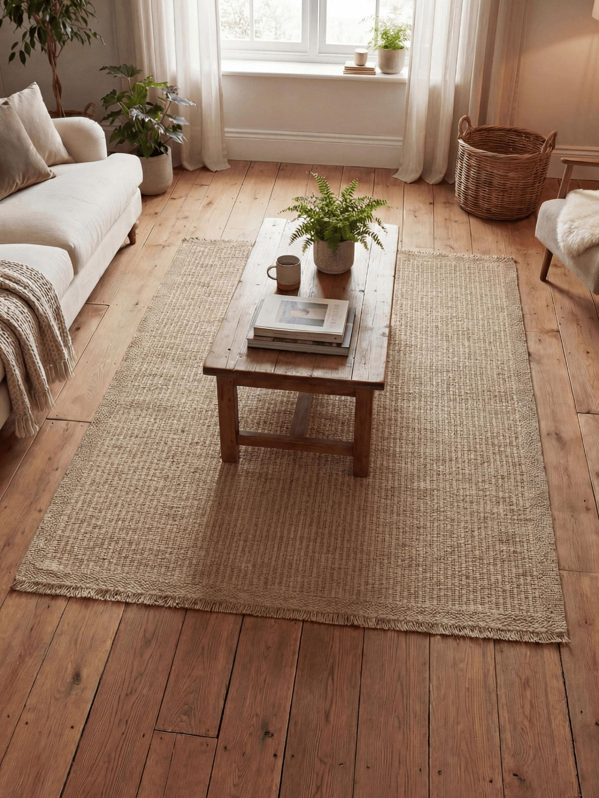 Arthouse neutral jute effect weave rug 160x230cm (British brand)