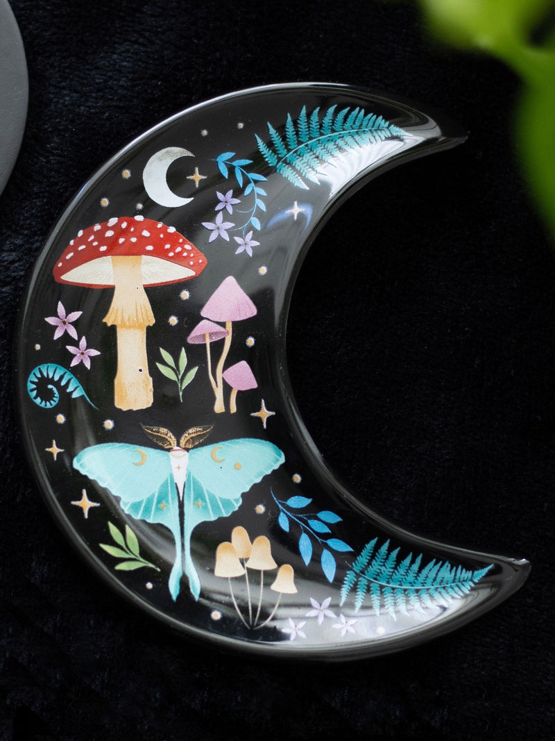 Something Different black crescent moon dark forest print trinket dish, imported from the UK