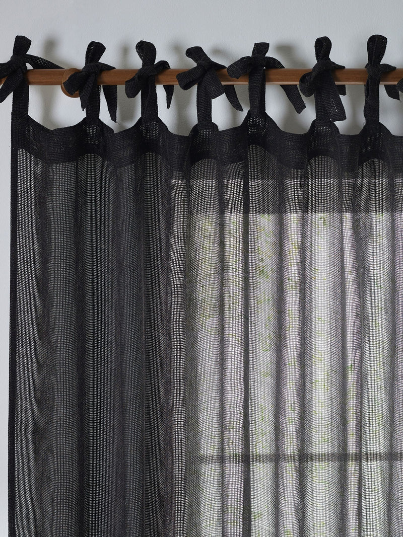 Yard Black Nimbus Sheer Tie Top Curtain Panel