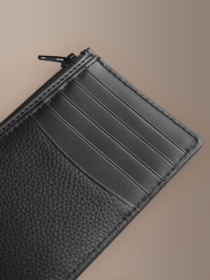 Black leather cardholder with RFID protection, slim - British product