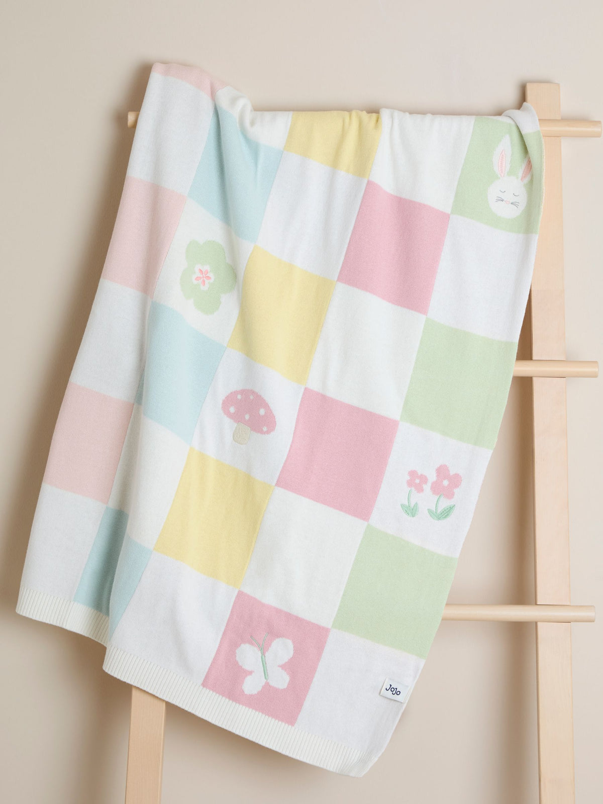 JoJo Maman Bébé pink embroidered woodland shawl 90x70cm, imported from the UK