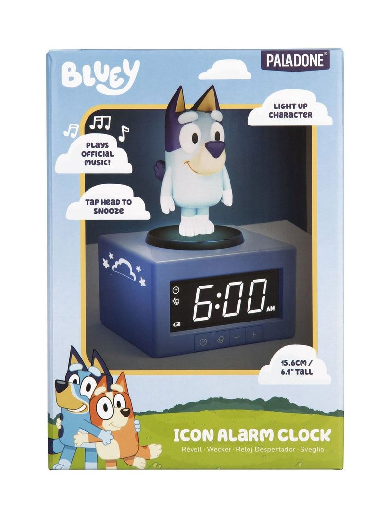 Bluey Blue Icon alarm clock 15.6cm tall (British brand)