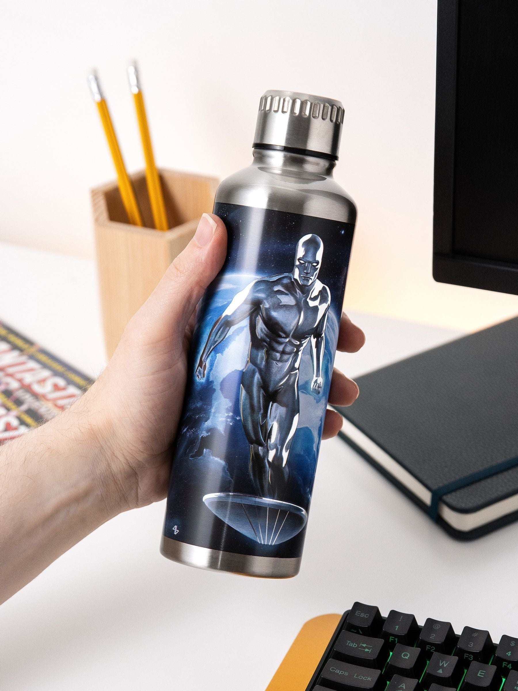 Marvel Surfer stainless steel water bottle 500ml, imported from the UK