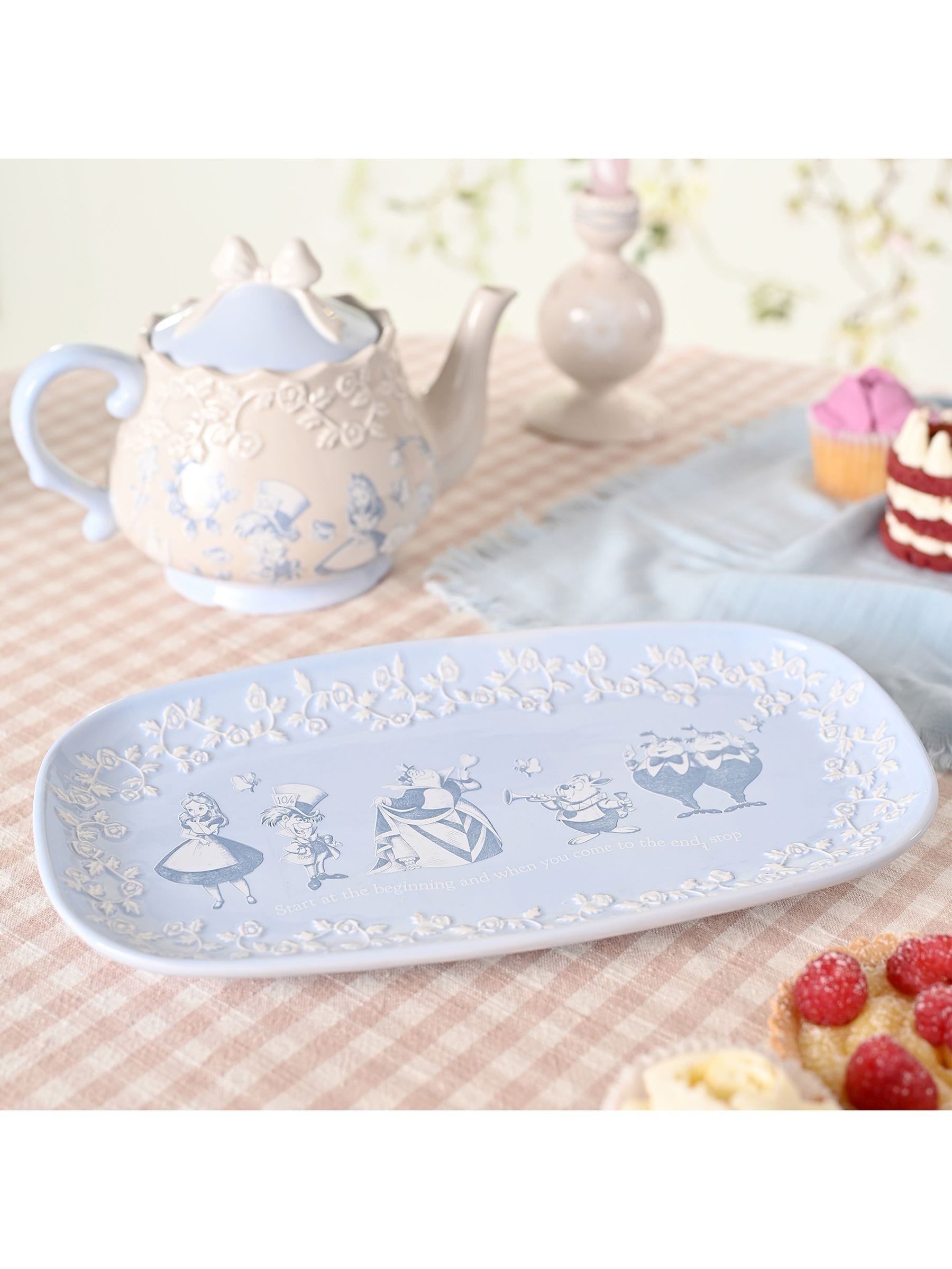 Widdop Blue Alice in Wonderland serving plate 30.5cm, UK version