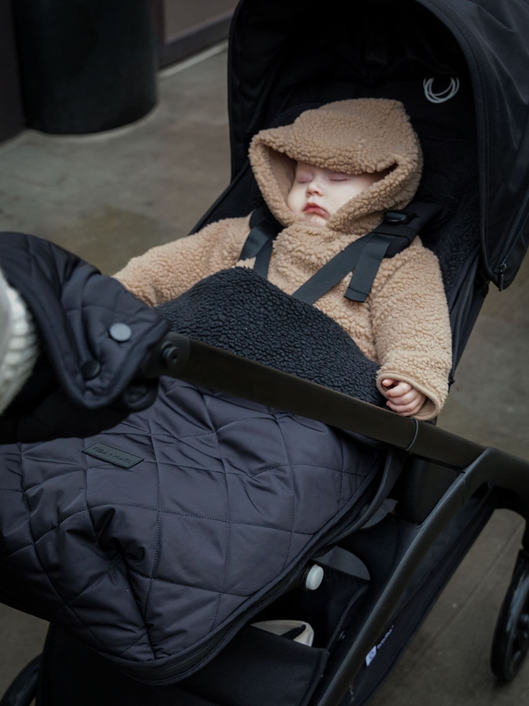 Tiba+Marl black buggy footmuff, imported from the UK