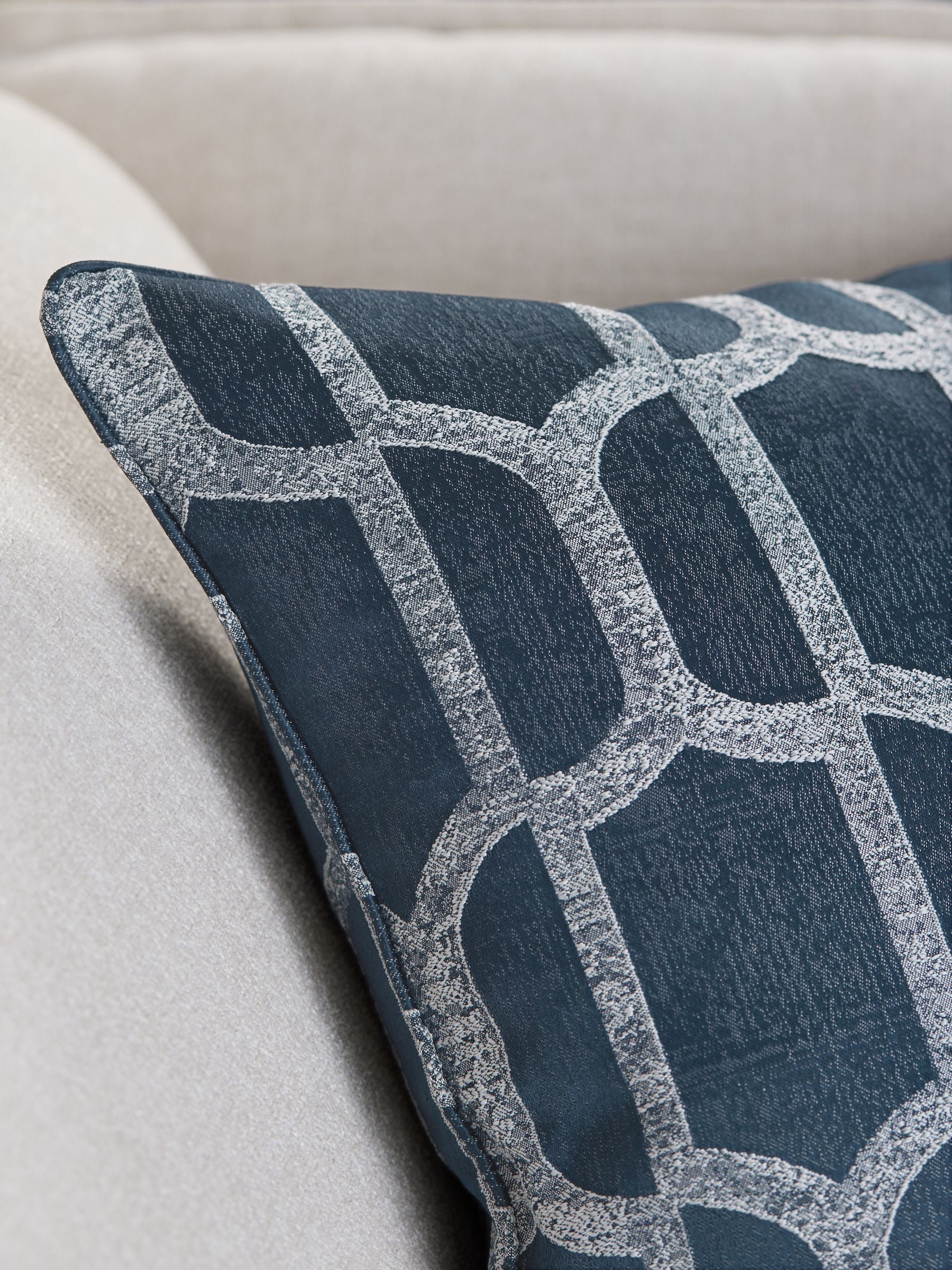 Natural Evie geometric jacquard cushion 50x50cm - British product