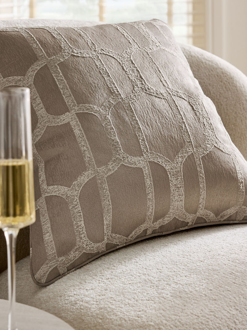Natural Evie geometric jacquard cushion 50x50cm - British product