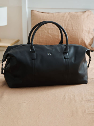 Next Made Yours Personalised Black Embroidered PU Weekend Holdall Bag- Buy online at McGrocer