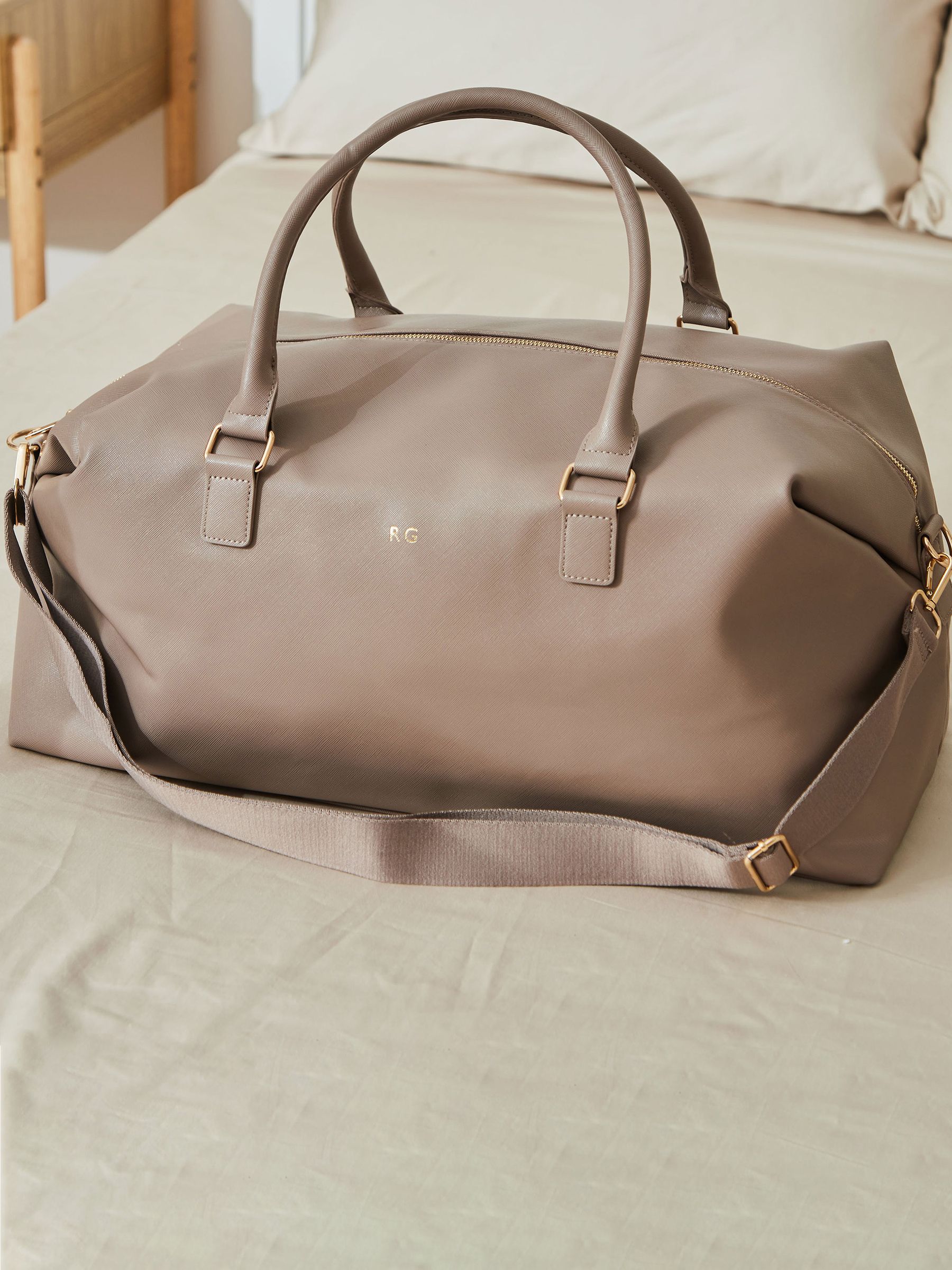 Made Yours taupe personalised holdall bag - British product