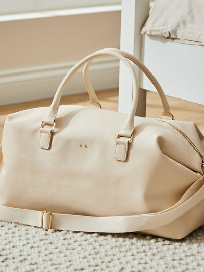 Next Personalised Embossed Weekend Holdall Bag in Oyster by Made Yours- Buy online at McGrocer
