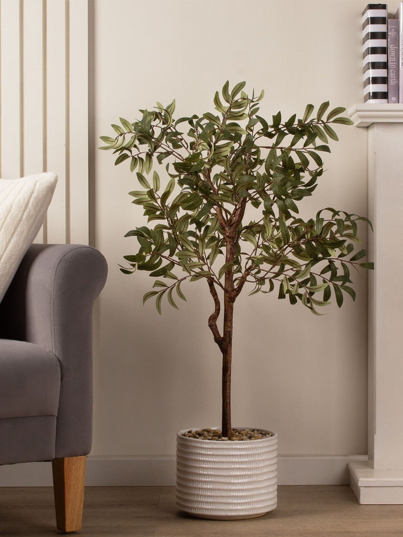 Scottish Everlastings artificial olive tree in ceramic pot 110cm, UK version