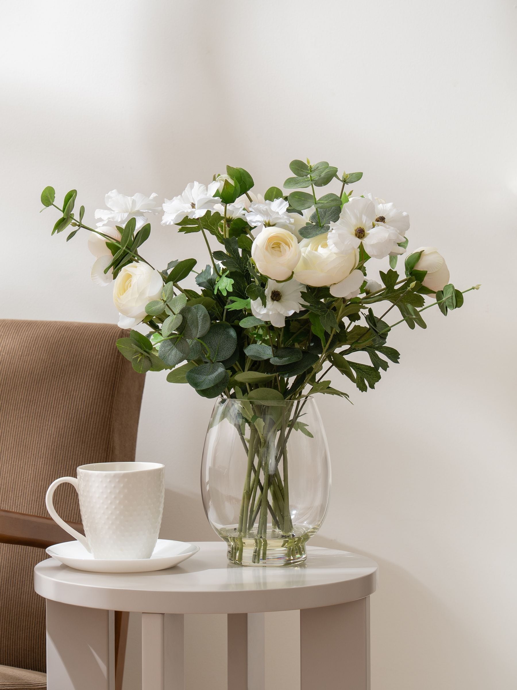 Scottish Everlastings artificial ranunculus arrangement white - British product