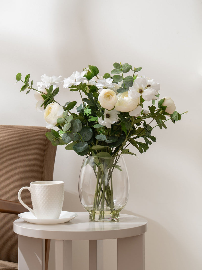 Scottish Everlastings artificial ranunculus arrangement white - British product