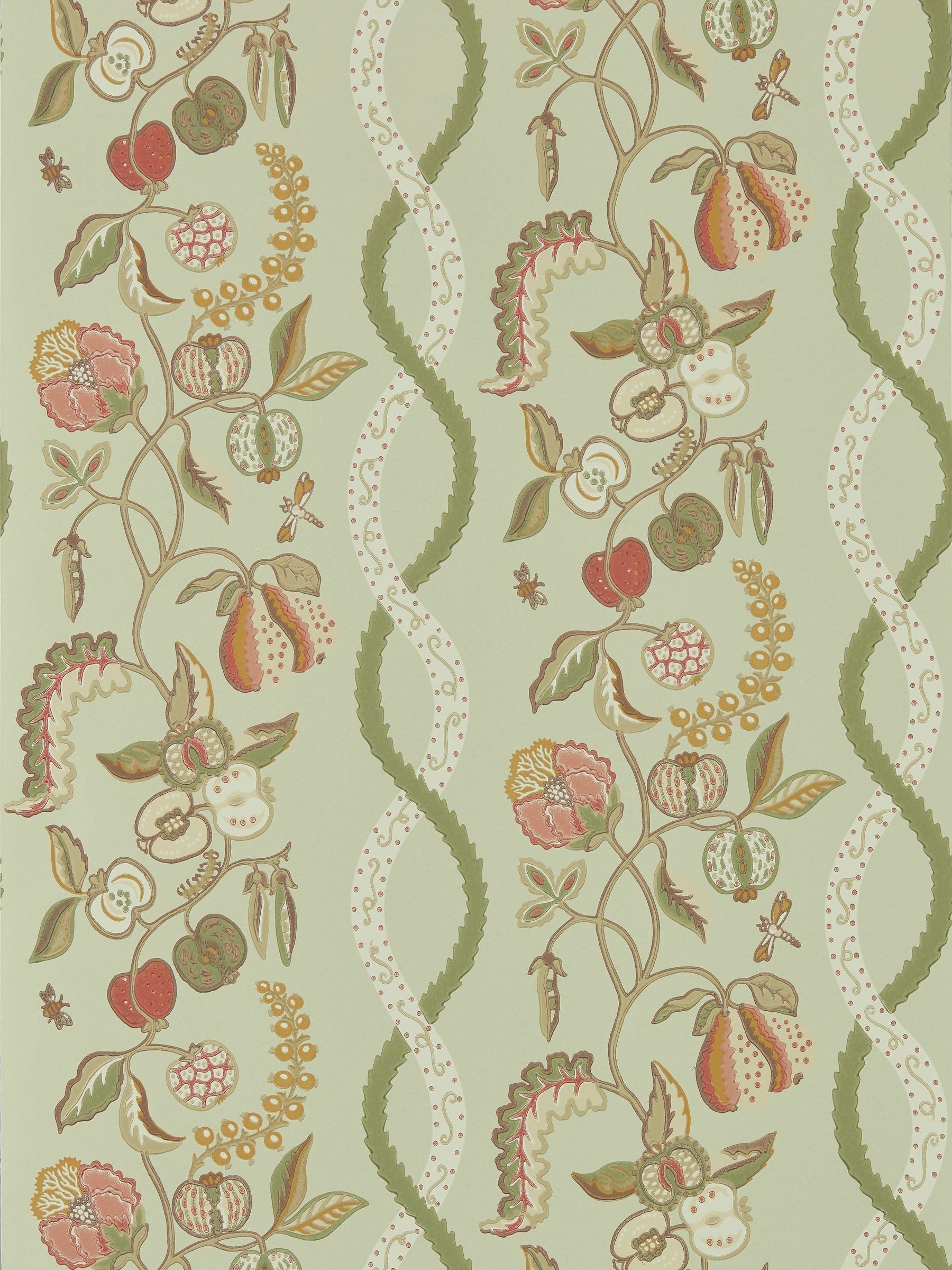 Sanderson Highgrove Kitchen Garden wallpaper sample olive and russet, UK version