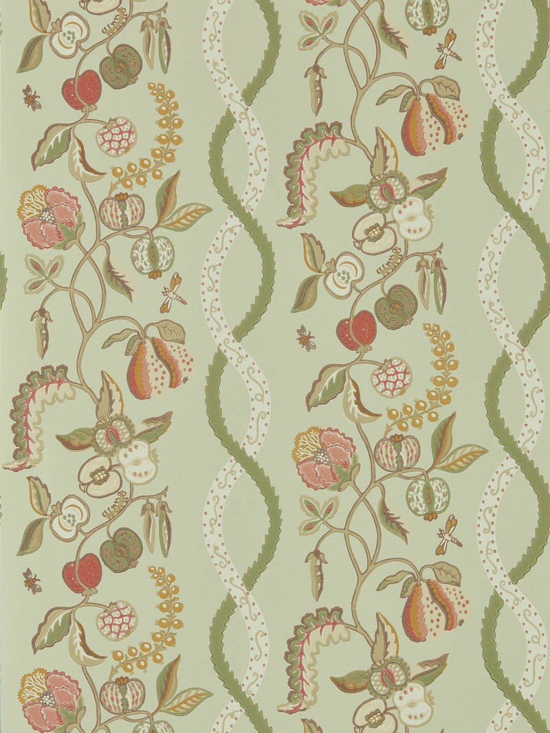 Sanderson Highgrove Kitchen Garden wallpaper sample olive and russet, UK version