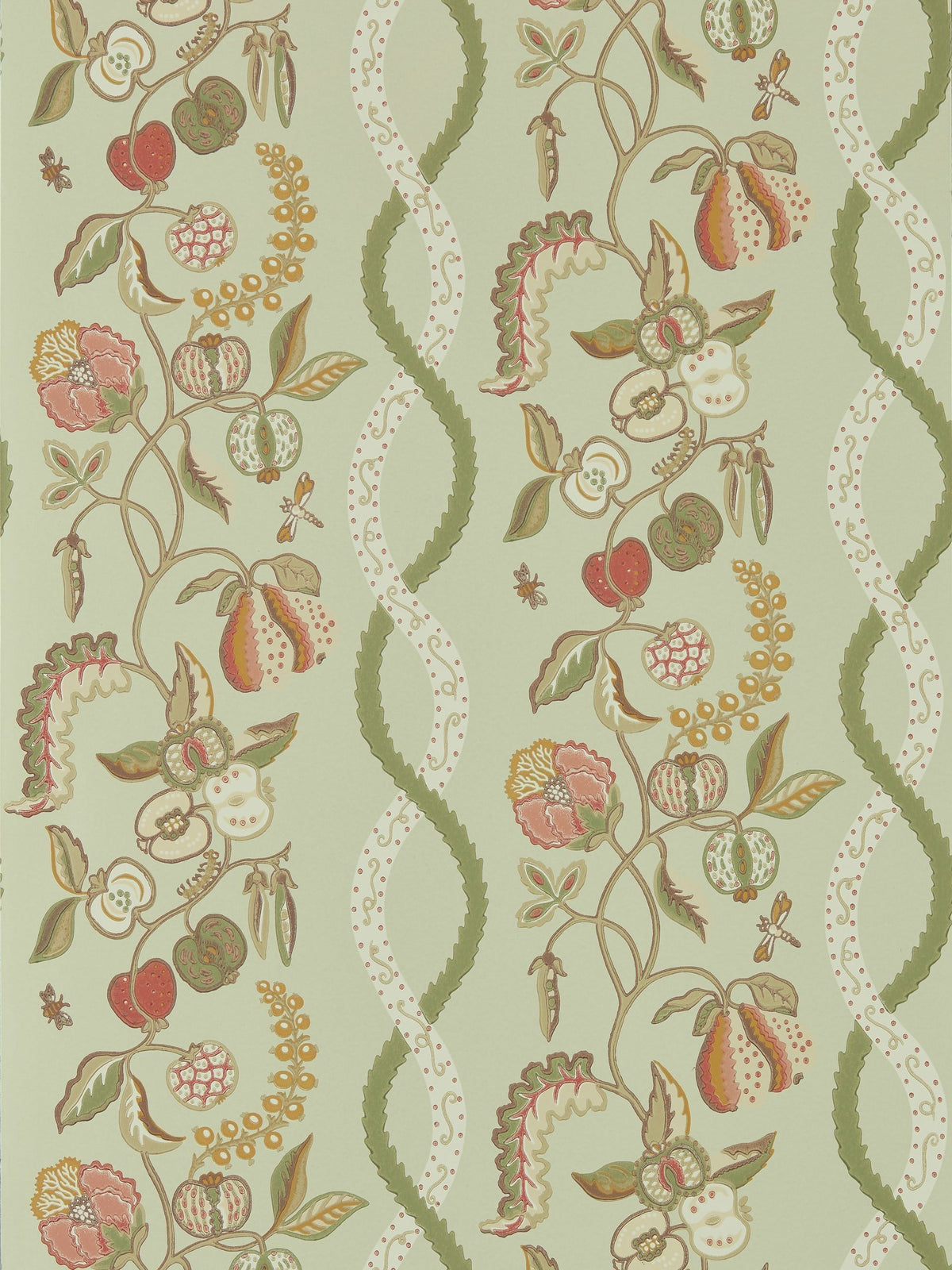 Sanderson Highgrove Kitchen Garden wallpaper sample olive and russet, UK version