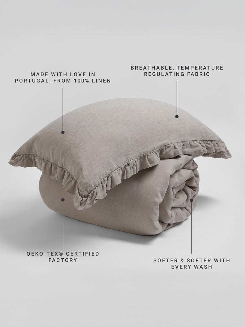 Secret Linen Store frill pillowcase natural linen - British product