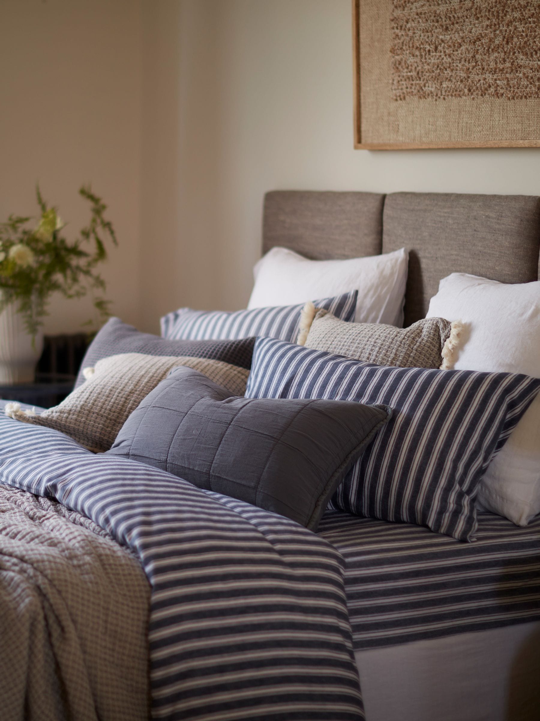 Secret Linen Store French Blue Fred Stripe standard pillowcase, imported from the UK