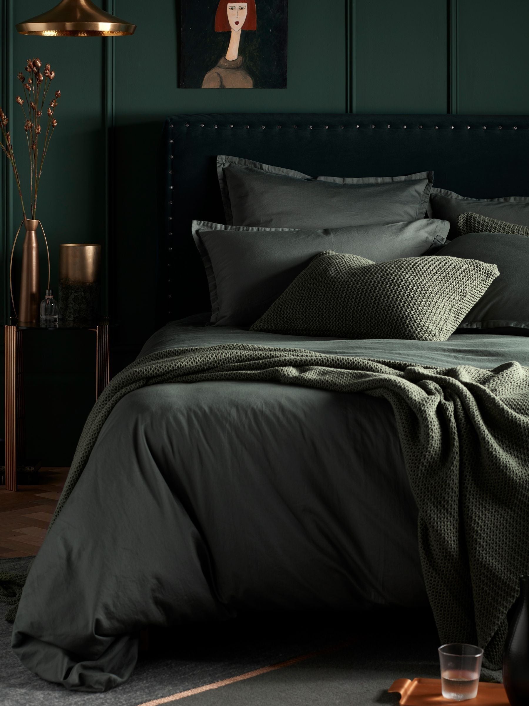 Secret Linen Store olive green supersoft pillowcase - British product