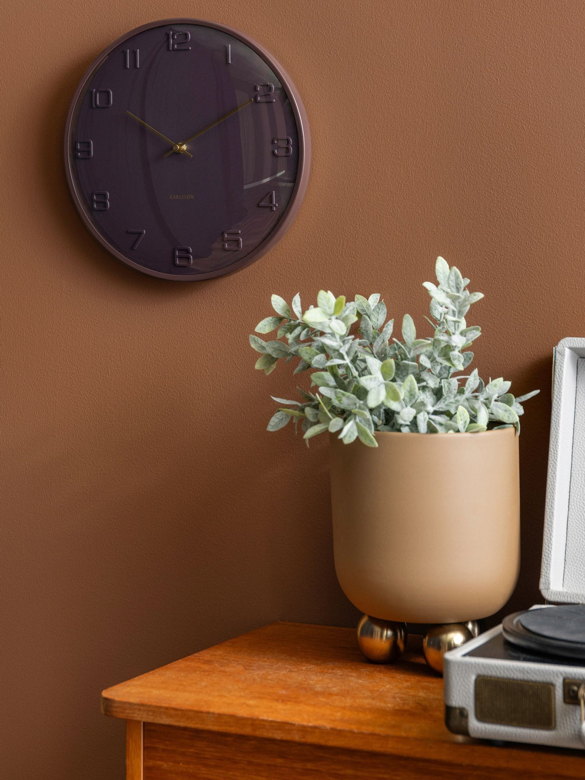 Karlsson wall clock Earth Brown Fuerte Dome 30.5cm, imported from the UK