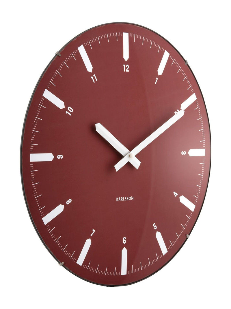 Karlsson Burgundy Red Realista Dome Wall Clock