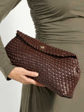 Dune London Dark Brown Encourage Woven Clutch Bag