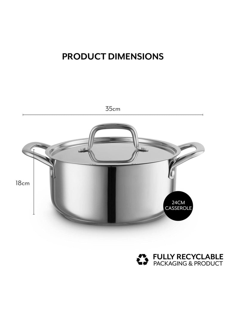 Sur La Table 24cm stainless steel casserole with lid - British product